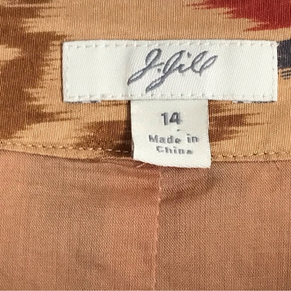 J. Jill  100% Silk  Floral Pleated A-Line Skirt Earth Tones Size 14 - Picture 3 of 7